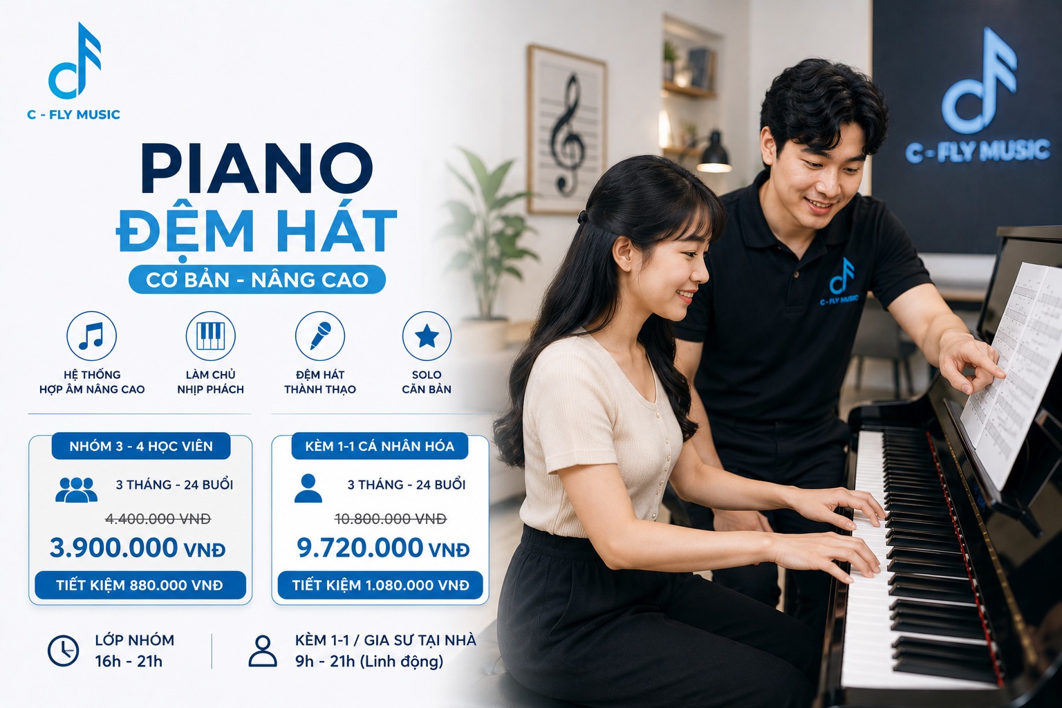 Địa chỉ dạy Piano đệm hát cơ bản - nâng cao uy tín, chất lượng