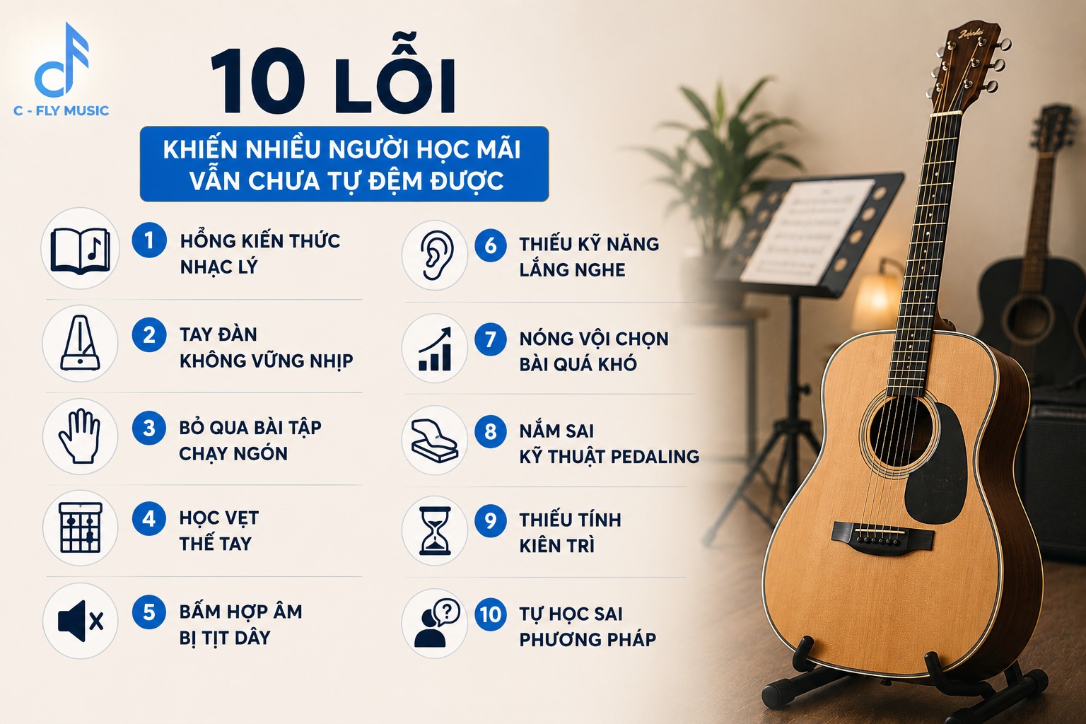 10 lỗi khiến nhiều người học mãi vẫn chưa tự đệm được