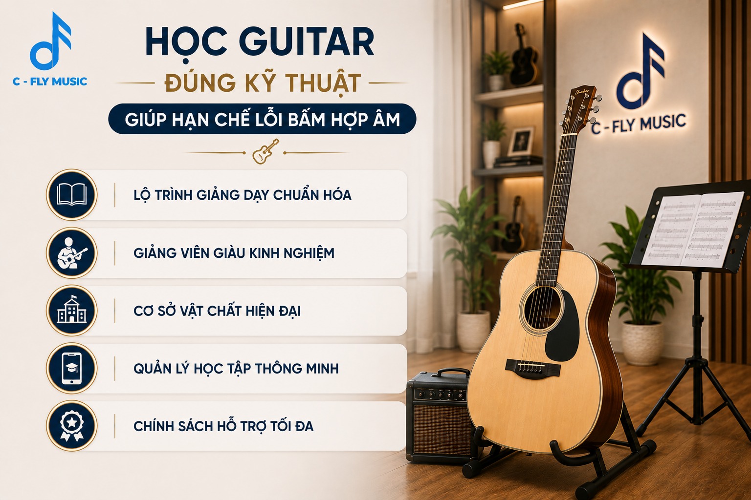 Học Guitar đúng kỹ thuật giúp hạn chế lỗi bấm hợp âm