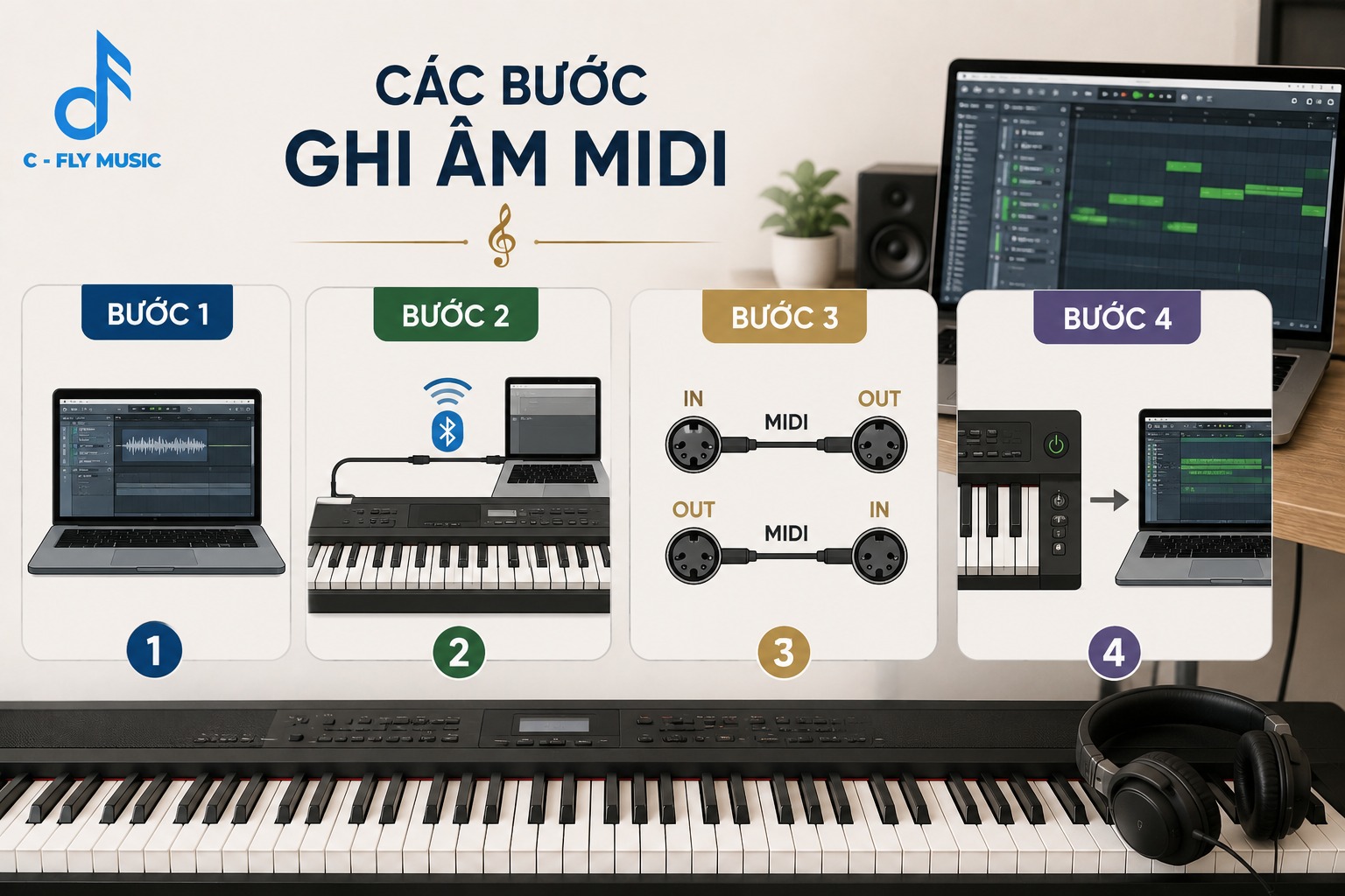 Các bước ghi âm MIDI