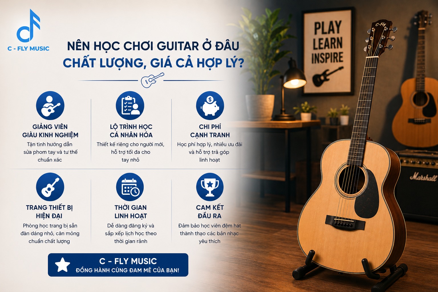 Nên học chơi Guitar ở đâu chất lượng, giá cả hợp lý?