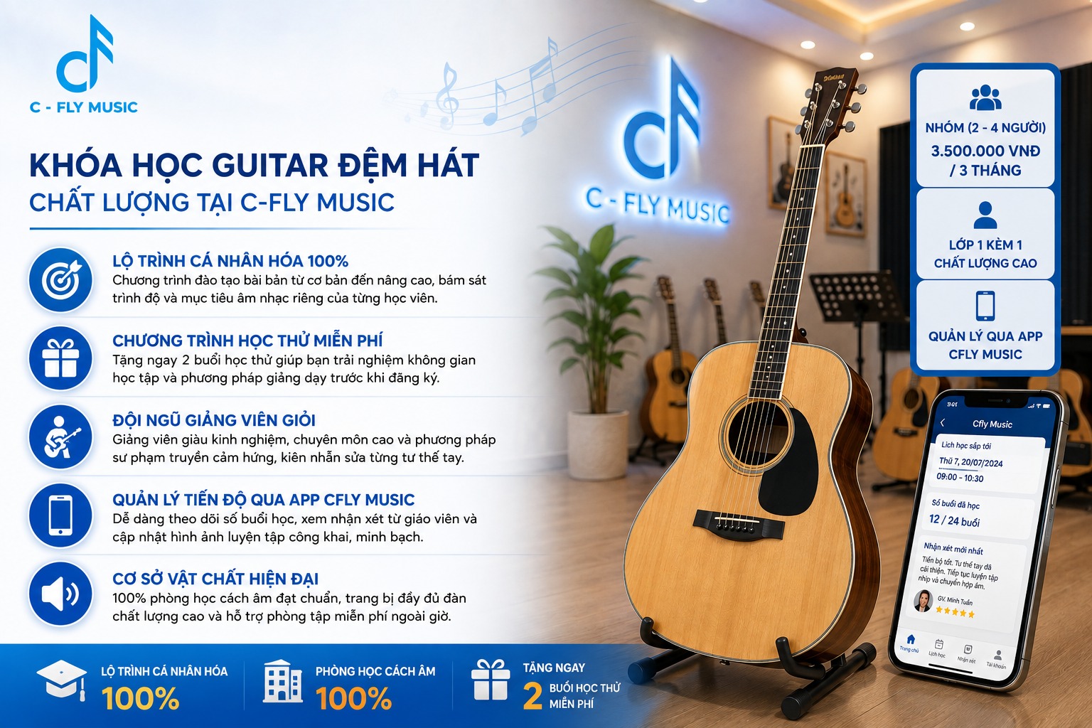 Khóa học guitar đệm hát chất lượng tại C-Fly Music