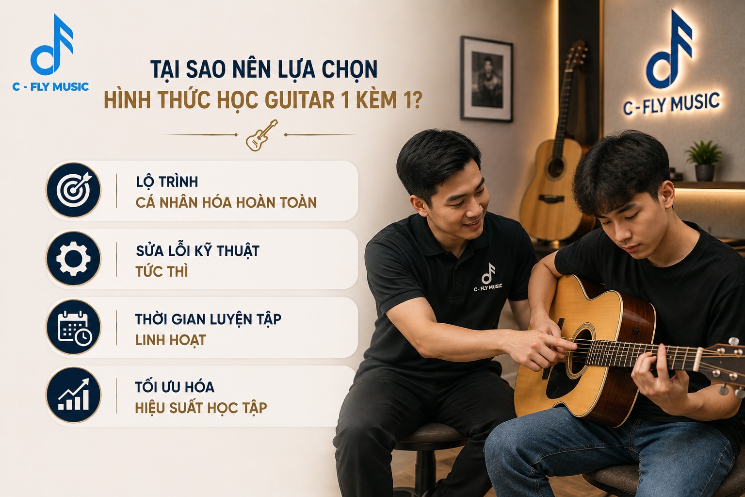 Tại sao nên lựa chọn hình thức học Guitar 1 kèm 1?