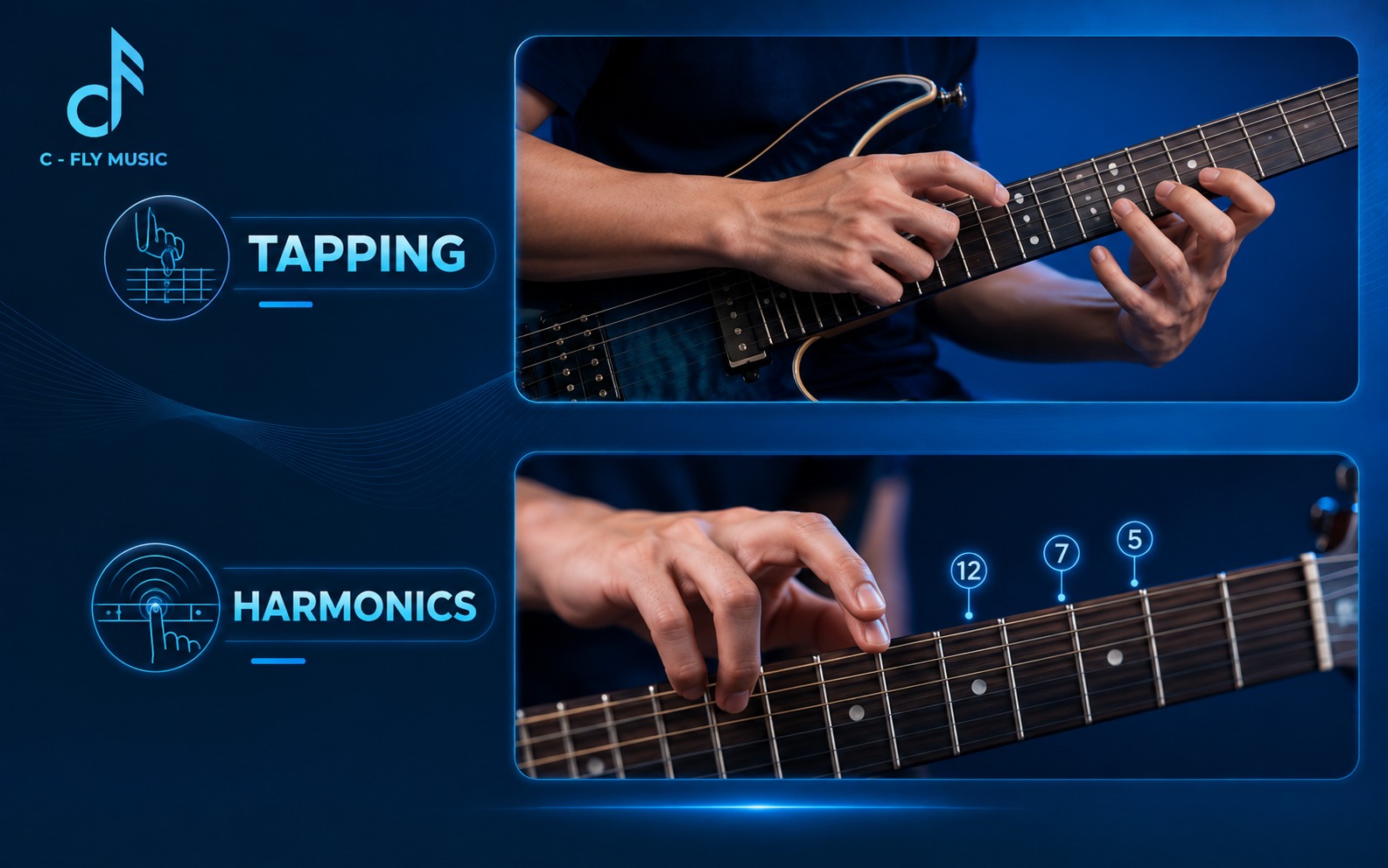 Kỹ thuật gõ phím (tapping) và phím bồi (harmonics)