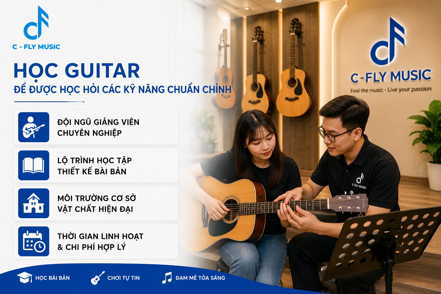 Học chơi Guitar ở đâu để được học hỏi các kỹ năng chuẩn chỉnh?