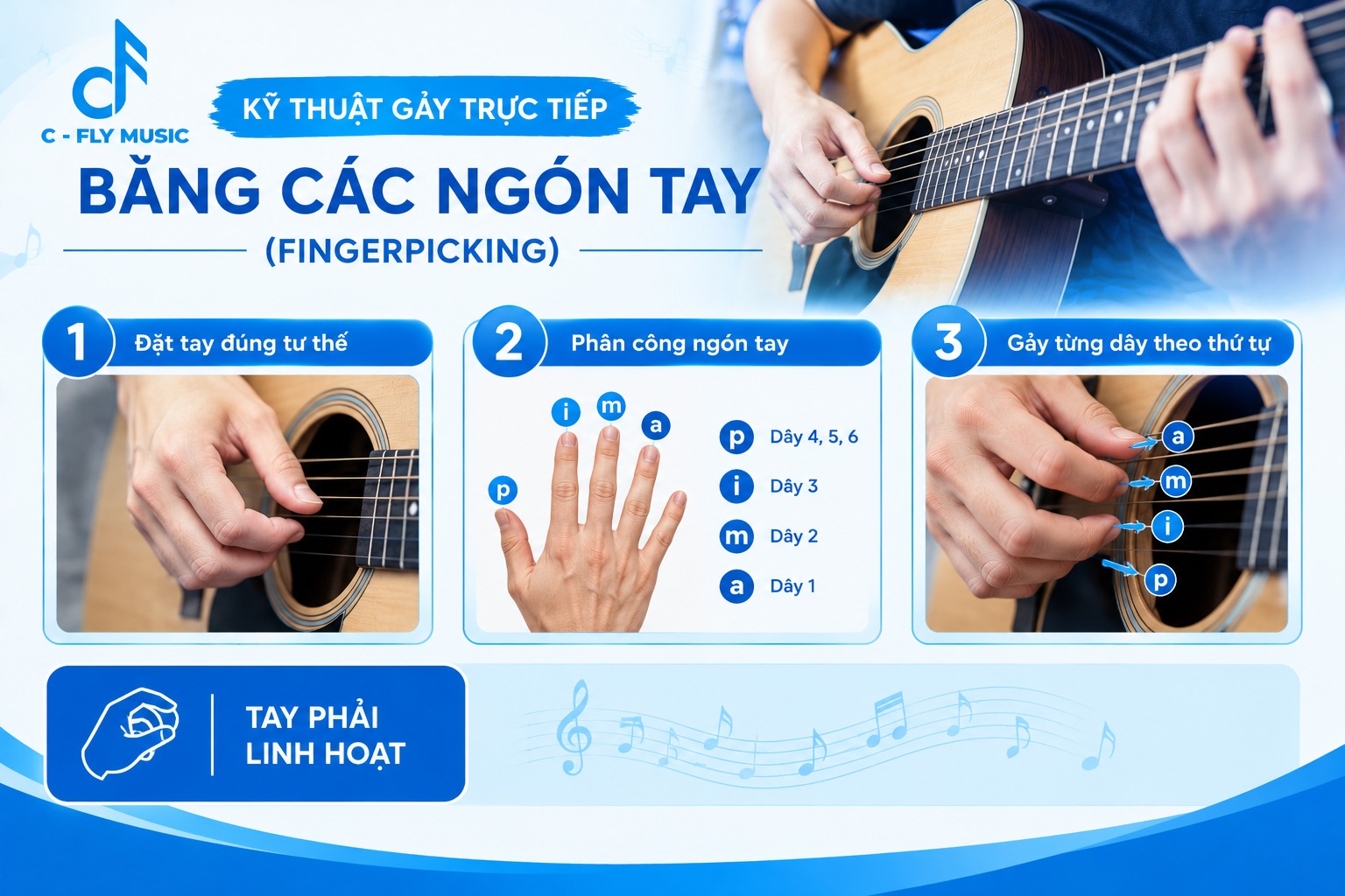 Kỹ thuật gảy trực tiếp bằng các ngón tay (Fingerpicking)