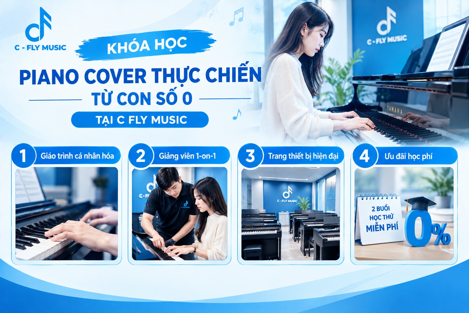 Khóa học piano cover thực chiến từ con số 0 tại CFly Music