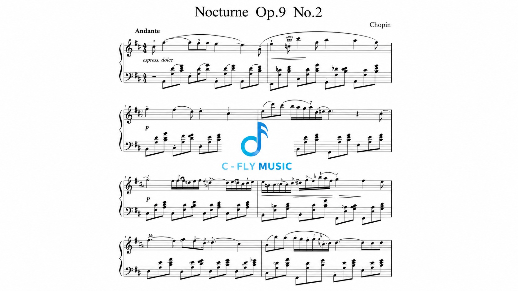 Sheet nhạc ứng dụng “Nocturne Op.9 No.2” của Chopin
