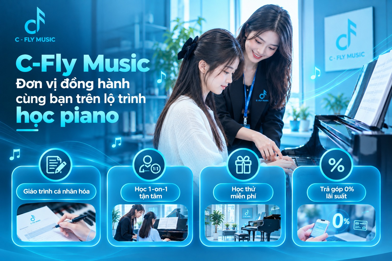 C-Fly Music - Đơn vị đồng hành cùng bạn trên lộ trình học piano